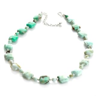 Green Opal Sterling Silver Beaded 18 1/4 Necklace