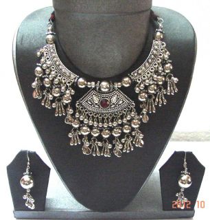 New India Kuchi Tribal Oxidised Necklace Belly Dance Vintage Jewelry