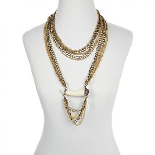  Necklaces Statement Multi Chain Horn Shaped Drop 19 1/2 Necklace