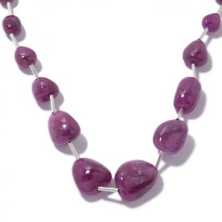  Jaipur Ruby Nugget Sterling Silver 19 Station Necklace