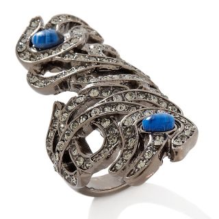 by Eva Feather Simulated Lapis and Pavé Crystal Gunmetaltone at