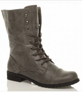 WOMENS LADIES MILITARY LACE UP ARMY COMBAT ANKLE BOOTS SIZE 8