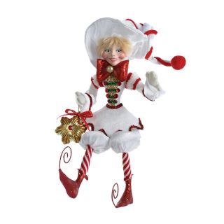  Holiday Accents Kurt Adler 20 Fabric White Pixie Tablepiece