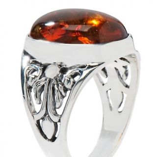 Age of Amber Oval Sterling Silver Ring