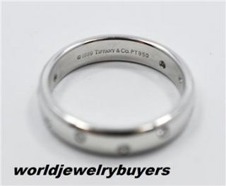 Platinum PT950 Tiffany & Co. Etoile Diamond Ring Band Size 8.75