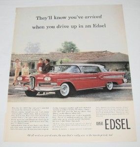Vintage 1958 Ford Edsel Citation 2 Door Hardtop Car Automobile