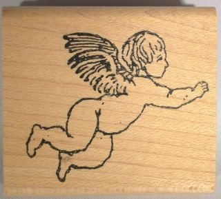 New Victorian Cherub Flying Angel w Wings Rubber Stamp