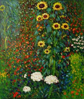 Gustav Klimt Garden with Sunflowers Repro Hand Painted Oil Painting