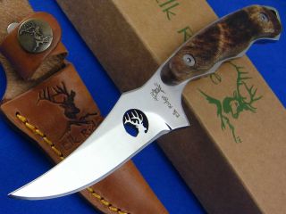 Elk Ridge Fixed Blade Hunting Skinning Burl Wood Handle Fixed Blade