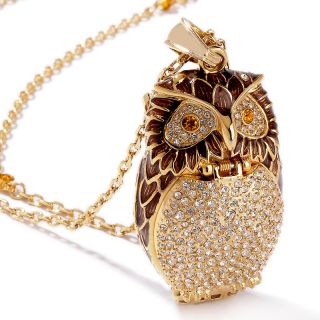  Victoria Wieck Crystal and Enamel Owl Pendant Watch with 28 Chain