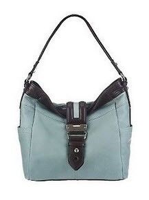 Tignanello Retro Leather Hobo Bag with Contrast Trim Buckle Detail