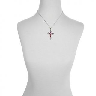 Regalia Marcasite Ombre Quartz Doublet Cross 18in Necklace