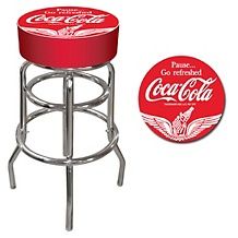 Coca Cola Logo Design Vintage Pub Stool with Back Rest   30
