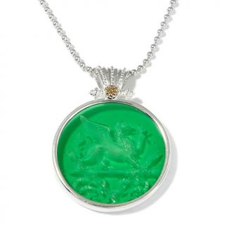  Silver and 14K Venetian Cameo Griffin Pendant with 35 Chain