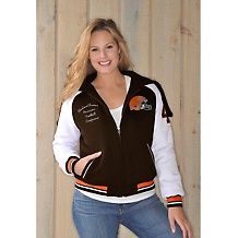 nfl womens cheer jacket with split hood browns $ 39 95