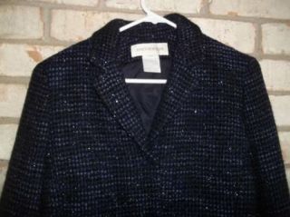 Black Purple Tweed Wool Blend Jones New York Career Blazer Jacket Sz 8