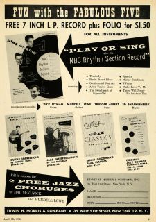 1956 Ad Edwin Morris Record Sheet Music NBC Rhythm Jazz   ORIGINAL