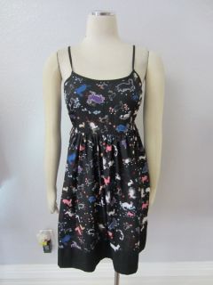 Erin FETHERSTON For Target Black Multi Color Rabbit Print Pleats Party