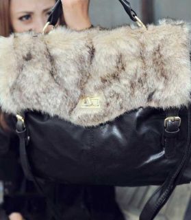 Beautiful Faux Fur Women Messenger Satchel Shoulder Purse Handbag Tote