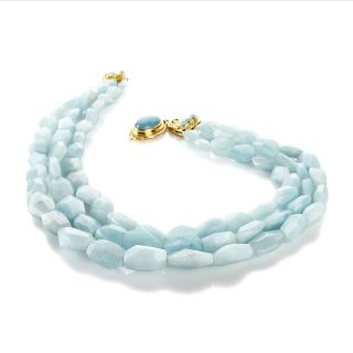 CL by Design Milky Aquamarine Necklace with Decorative Goldtone Clasp
