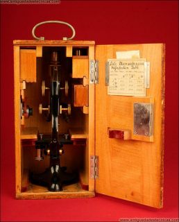 1909. Ernst Leitz Wetzlar Microscope. Original Case.Good Condition