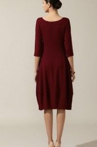 Eileen Fisher $188 Viscose Jersey Lantern Dress Cranberry XS s M