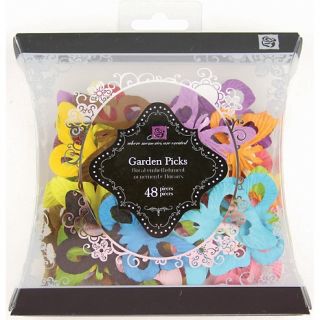  Embellishment Kits Garden Picks Handmade Paper Butterflies   48 pack