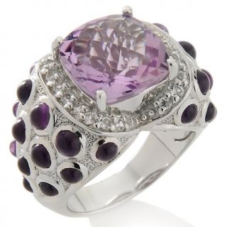 Sima K 6.87ct Lilac Quartz, Amethyst and Gem Sterling Silver Ring at