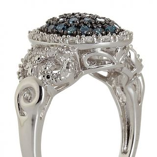 49ct Blue and White Diamond Sterling Silver Vintage Ring