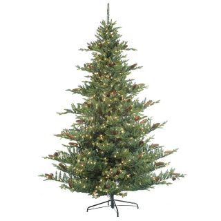 Layered Oregon Pine Prelit Artificial Tree with Pine Cones   7.5 at