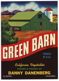 Green Barn Vintage El Centro Vegetable Crate Label