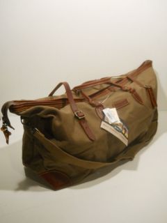 Boyt Harness Estancia Series 34 Khaki Duffle Bag Leather Trim Travel