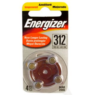 Energizer AC312 312A Size 312 Hearing Aid 4pk Batteries