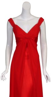 Melinda Eng Red Silk Chiffon Evening Gown Dress 8 New