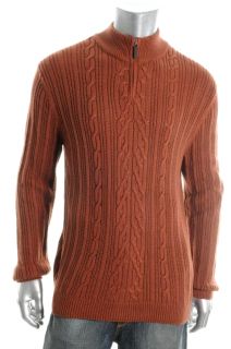Tasso Elba New Brown Long Sleeve Marled Cable 1 4 Zip Pullover Sweater