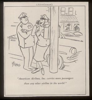 1956 Woman Police Phone Cartoon American Airlines Ad
