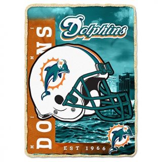  Fan Miami NFL 60 x 80 Fleece Throw with Sherpa Border   Dolphin