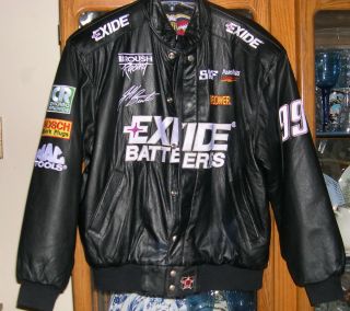 Exide Battery Jeff Burton 99 Nascar Black Leather Jacket M Medium