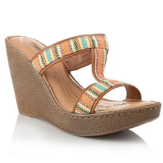 Born® Lio Fabric and Leather H Strap Wedge Sandal