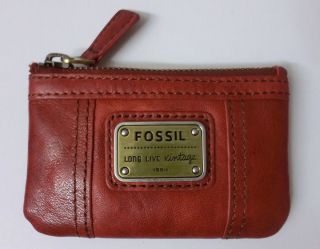 FOSSIL Claret Red Emory Zip Coin Wallet Purse