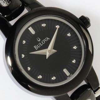 Bulova Ladies Black Semi Bangle Bracelet Watch