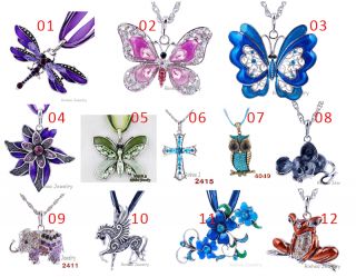 Bronze Enamel Butterfly Alloy Chain Long Necklace Crystal CZ