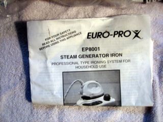 Euro Pro EP8001 Steam Generating Iron Professional Results Temperature