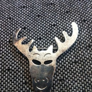 VINTAGE TAXCO MEXICAN STERLING SILVER STYLIZED MODERNIST Moose Head