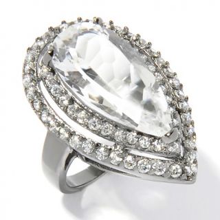 98ct Rock Crystal Quartz and CZ Sterling Silver Ring