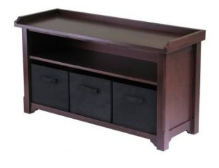 Winsome Storage Bench Seat Entry Foyer Storage Living Room Black