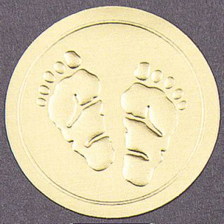 Gold Footprint Envelope Seals Baby Shower Announcement