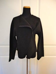 Eva Tralala Paris Black Boiled Wool Lagenlook Coat Jacket Sweater Sz M
