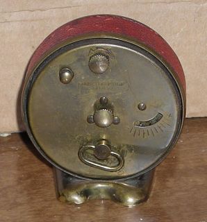 Antique Enver Travel Clock Works Germany Brass Leather