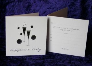 Luxury Engagement Party Invitations Envelopes x6 White Silver
